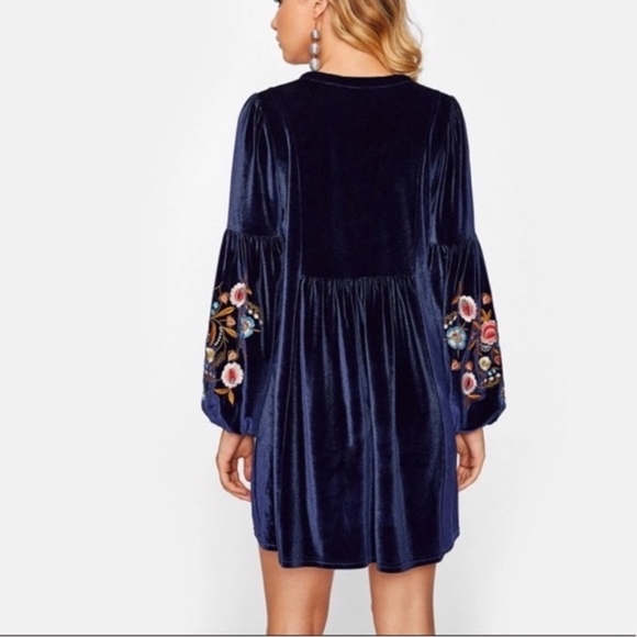 TRIBAL NATIVE BOHO GYPSY HIPPIE VELVET DRESS - Picture 4 of 8